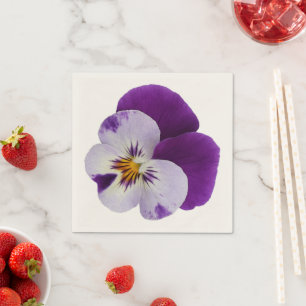 Purple white pansy cutout napkin