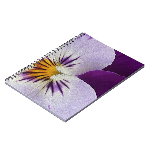 Purple white pansy cutout notebook (Left Side)