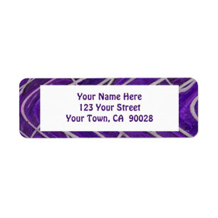purple white pattern return address label