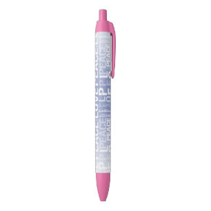 Purple White Peace Love Black Ink Pen