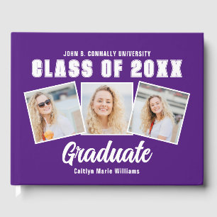 Purple White Photo Class of 2025 Graduation Guest Book