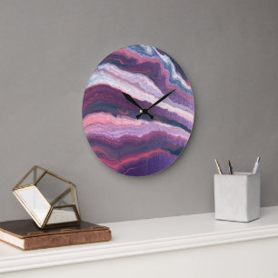 Purple White Pink Large Wall Clock