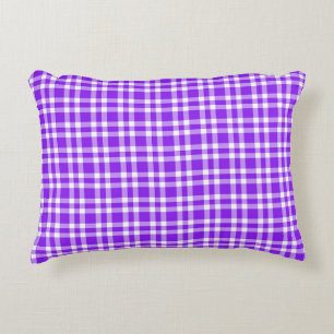 Purple White Plaid Pattern Decorative Cushion