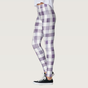 Purple White Plaid Stripes Leggings