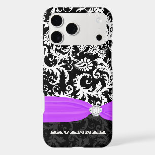 Purple White Plus Any Colour Damask Printed Crysta
