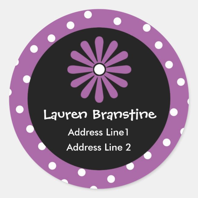 Purple & White Polka Dot Address Labels (Front)