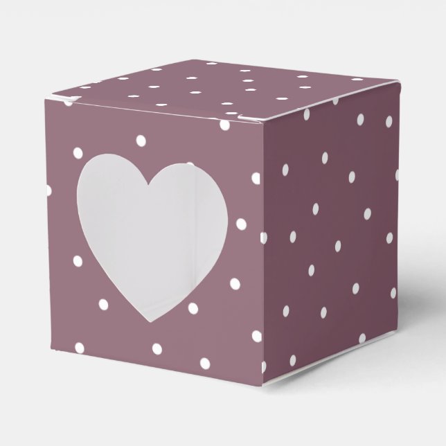 Purple white polka dot classic romantic weddding favour box (Front Side)