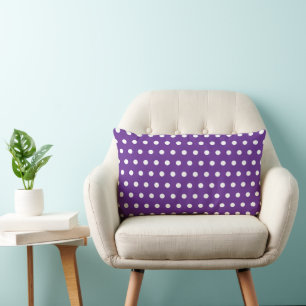 PURPLE WHITE POLKA DOT CUSTOMIZED STYLISH SIMPLE LUMBAR CUSHION