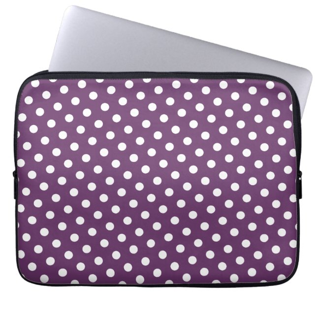 Purple & White Polka Dot Laptop Sleeve (Front)