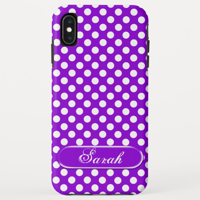 Purple White Polka Dot Pattern  iPhone XS Max Case (Back)