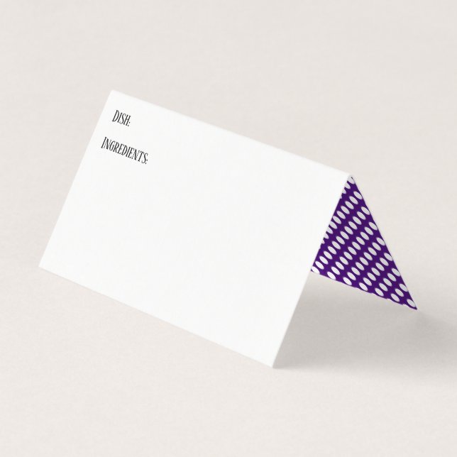Purple & White Polka Dot Potluck Dish Recipe Cards (Front)