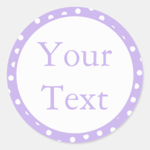 Purple & White Polka Dot Stickers w/ Custom Text