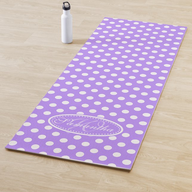 Purple white polka dot yoga mat (In Situ)