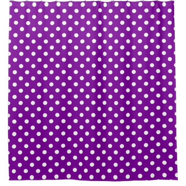 Purple White Polka Dots Design Shower Curtain (Front)