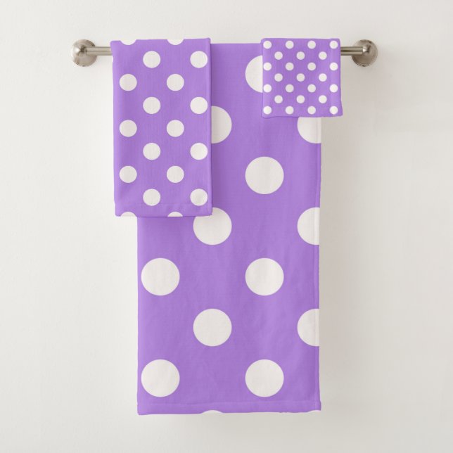 Purple & White Polka Dots Dot Bath Towel Set (Insitu)