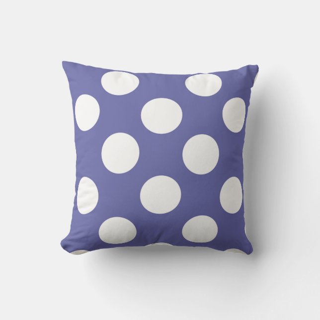 purple white polka dots periwinkle cushion (Front)