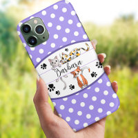 Purple & white polkadot, cute kittens custom