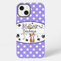 Purple & white polkadot, cute kittens custom
