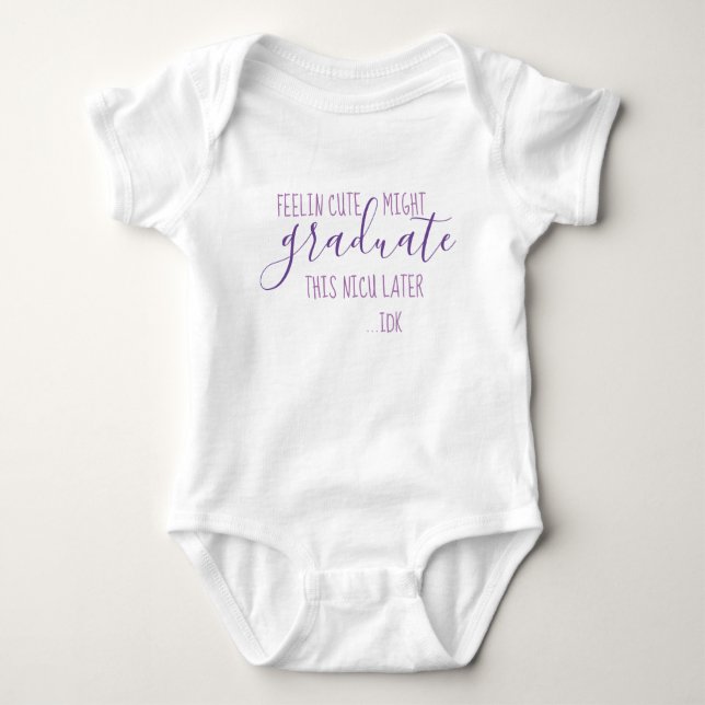 Purple & White Preemie NICU Graduation Baby Bodysuit (Front)