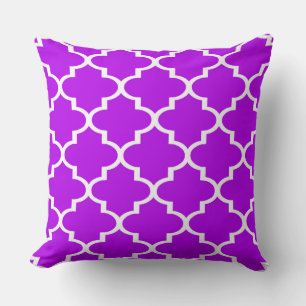 Purple White Quatrefoil Lattice Pillow