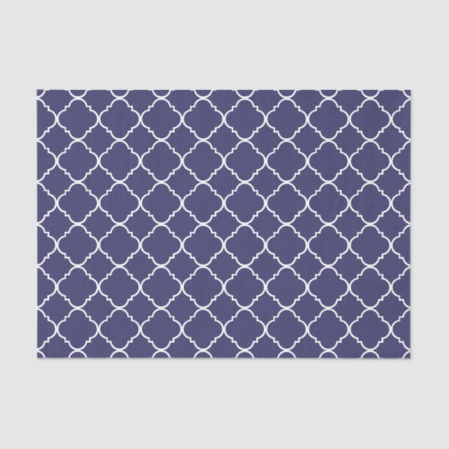 Purple White Quatrefoil Tissue Paper (Front)