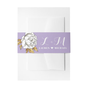 Purple White Rose Carnation Spring Floral Wedding Invitation Belly Band