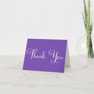 Purple White Script Personalised Wedding Thank you Card