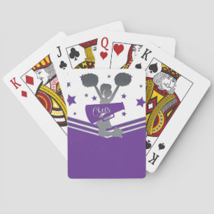 Purple White Silver Stars Cheer Cheer-leading Playing Cards