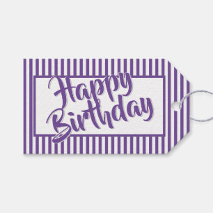 Purple/White Simple Stripes Pattern All Occasions Gift Tags