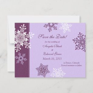 Purple White Snowflake Winter Save the Date
