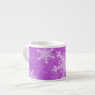 Purple White Snowflakes Minimalist Christmas Espresso Cup