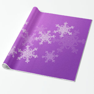 Purple White Snowflakes Minimalist Christmas Wrapping Paper