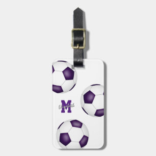 purple white soccer bag ID team colours Luggage Tag