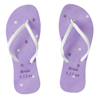 Purple White Stars Lavender Bride Wedding FlipFlop