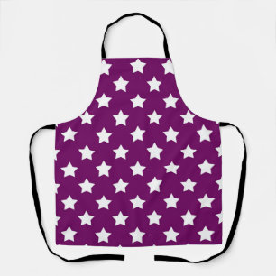 Purple White Stars Pattern Decorative Apron