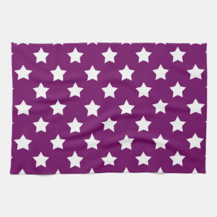 Purple White Stars Pattern Decorative Tea Towel