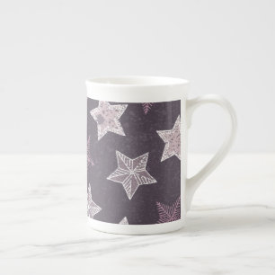 Purple White Stars Starry Sky Space Astronome Bone China Mug