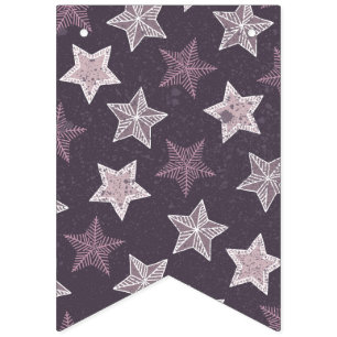 Purple White Stars Starry Sky Space  Astronome Bunting