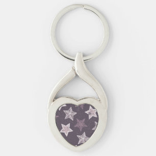Purple White Stars Starry Sky Space Astronome Key Ring