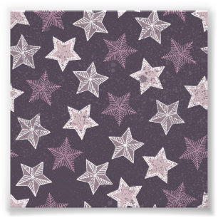 Purple White Stars Starry Sky Space Astronome Photo Print