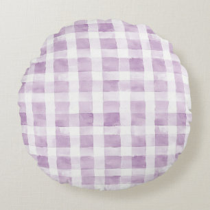 Purple White Stripes Baby Shower Round Cushion
