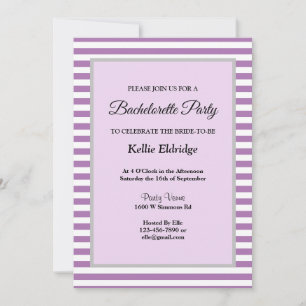 Purple/White Stripes Framed Bachelorette Party Invitation