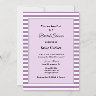Purple/White Stripes Framed Bridal Shower Invitation