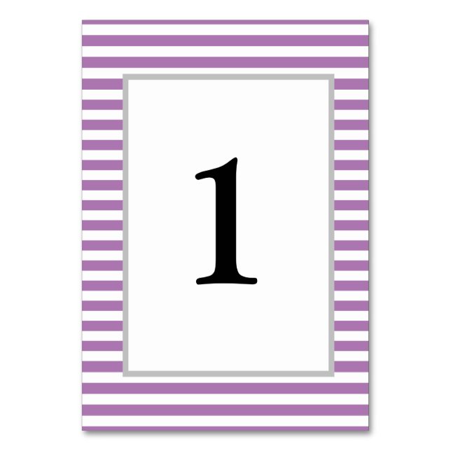 Purple/White Stripes Framed Table Number (Front)