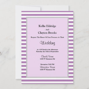 Purple/White Stripes Framed Wedding Invitation