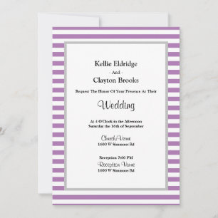 Purple/White Stripes Framed Wedding Invitation
