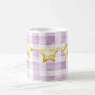 Purple White Stripes Gold Stars Baby Shower Coffee Mug