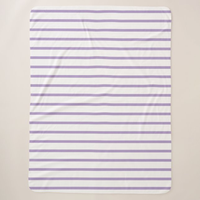 Purple White Stripes Seamless Pattern Sherpa Blanket (Front)