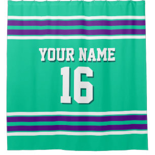 Purple White Stripes Sports Jersey Shower Curtain