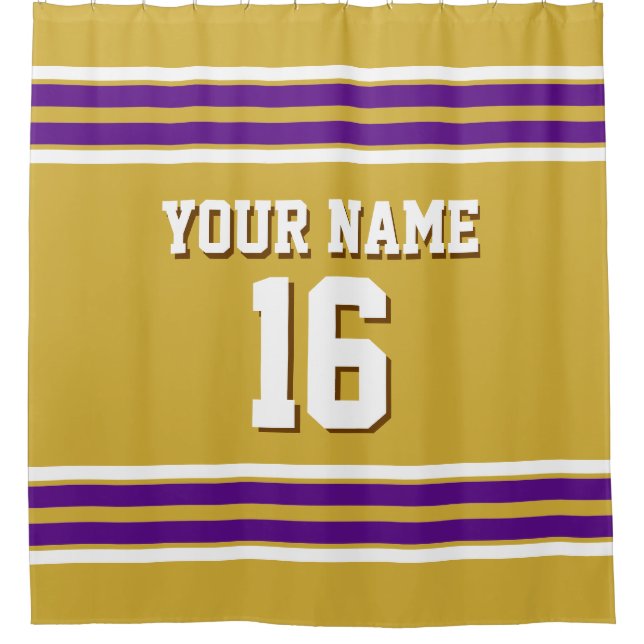 Purple White Stripes Sports Jersey Shower Curtain (Front)